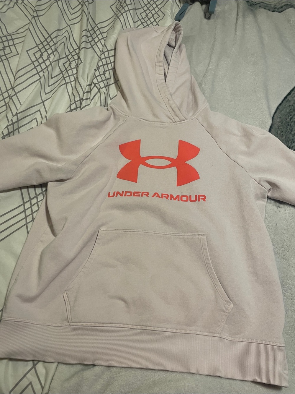 Under Armour Light Pink Hoodie with Coral Logo